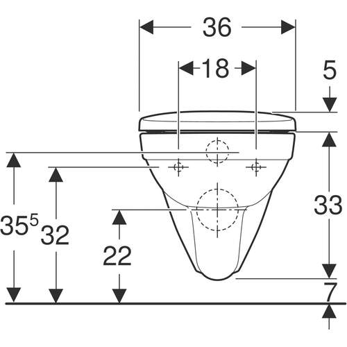 Geberit Wandcloset – D-vormig Diepspoel met Hard Wit Closetzitting