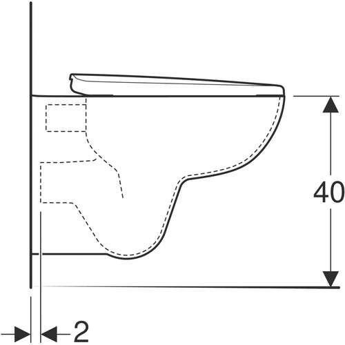 Geberit Wandcloset – D-vormig Diepspoel met Hard Wit Closetzitting