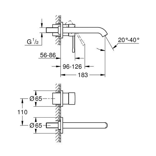 Grohe Afbouwdeel voor Wastafelmengkraan - Eengreeps, 183 mm Uitloop, Messing