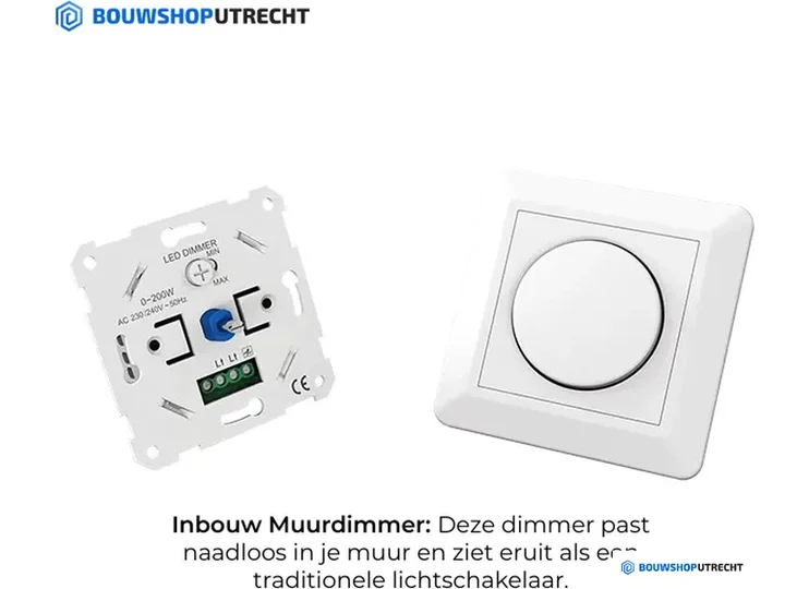 Inbouw Muur Dimmer - Centraalplaat + Afdekraam - Glans Wit & Glans Zwart