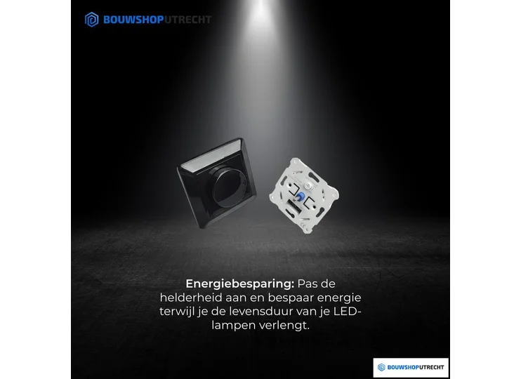 Inbouw Muur Dimmer - Centraalplaat + Afdekraam - Glans Wit & Glans Zwart