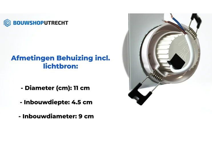 Bouwshop Utrecht - Dimbare Inbouwspot Wit - Kantelbaar - lampje naar keuze - Wit