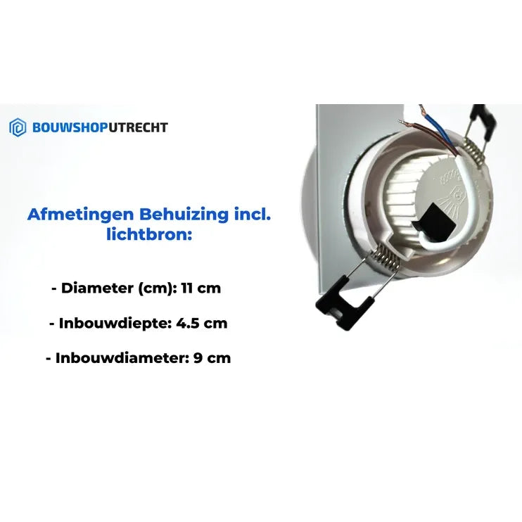 Bouwshop Utrecht - Dimbare Inbouwspot Wit - Kantelbaar - lampje naar keuze - Wit