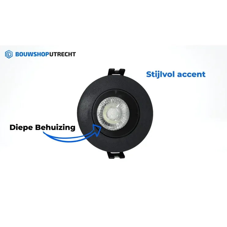 Bouwshop Utrecht - Dimbare Inbouwspot Wit - Kantelbaar - lampje naar keuze - Zwart