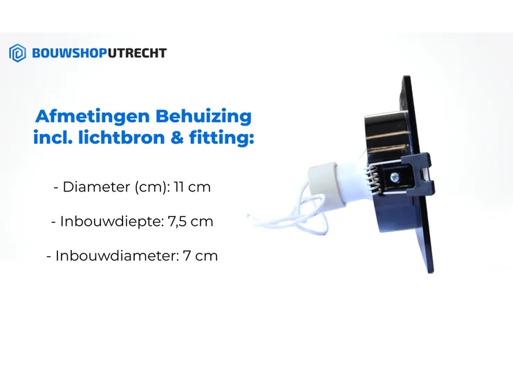 Bouwshop Utrecht - Dimbare Inbouwspot - Kantelbaar - Lampje naar keuze - Zwart