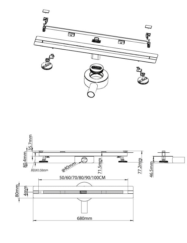 Flat Douchegoot RVS - 60 cm & 80 cm
