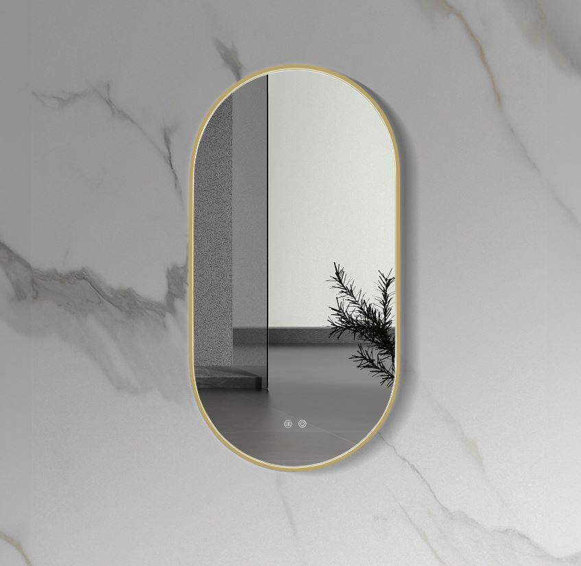 Ovale LED-Spiegel - Geborsteld Goud – Condensvrij & Luxe Verlichting