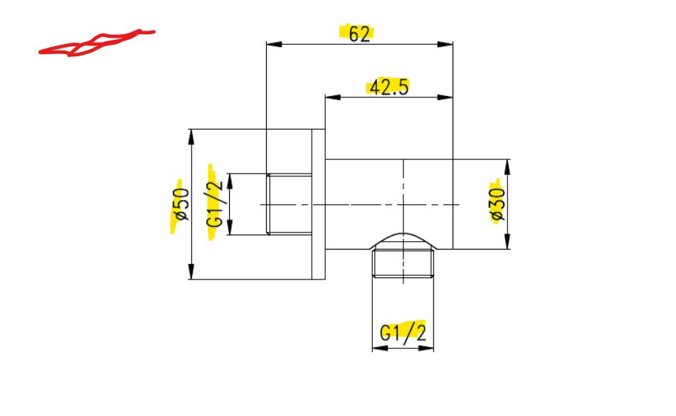 Wandanschlussbogen - Chrom - 85x65x45 mm