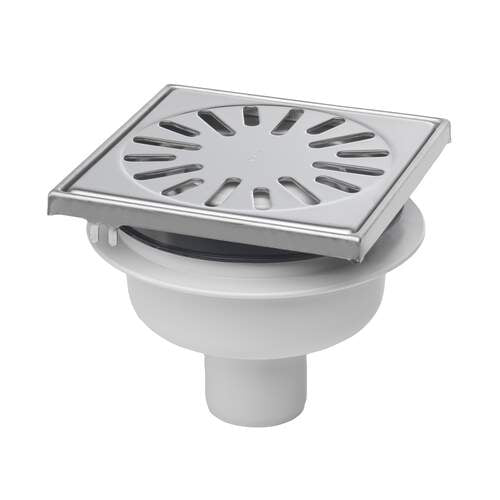 Aquaberg - ABS Afvoerput 150x150 mm Onderuitlaat 50 mm met RVS Opzetstuk