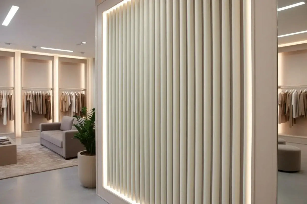 Akupanel - Wandpaneel aus Wildlederfilz - 260 x 60 cm - Dreiseitig verarbeitet - Beige/Taupe