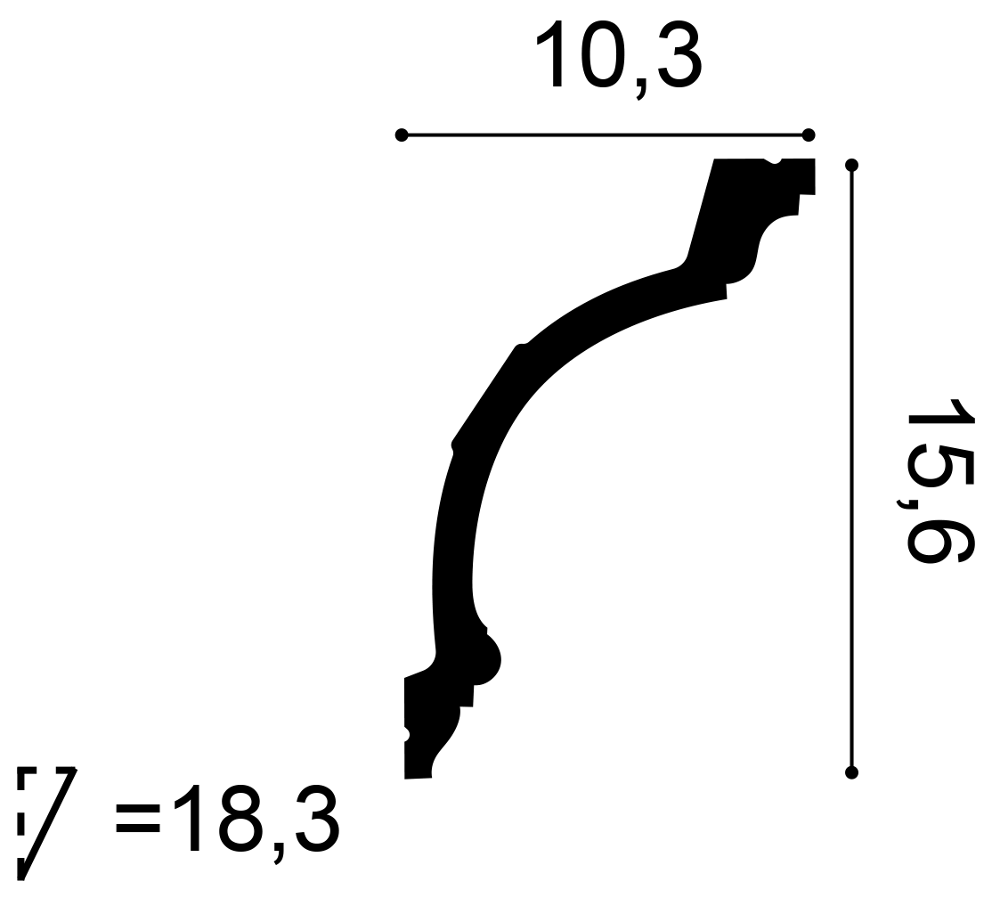 C217 Kroonlijst - 200x10,3x15,6 cm - Purotouch