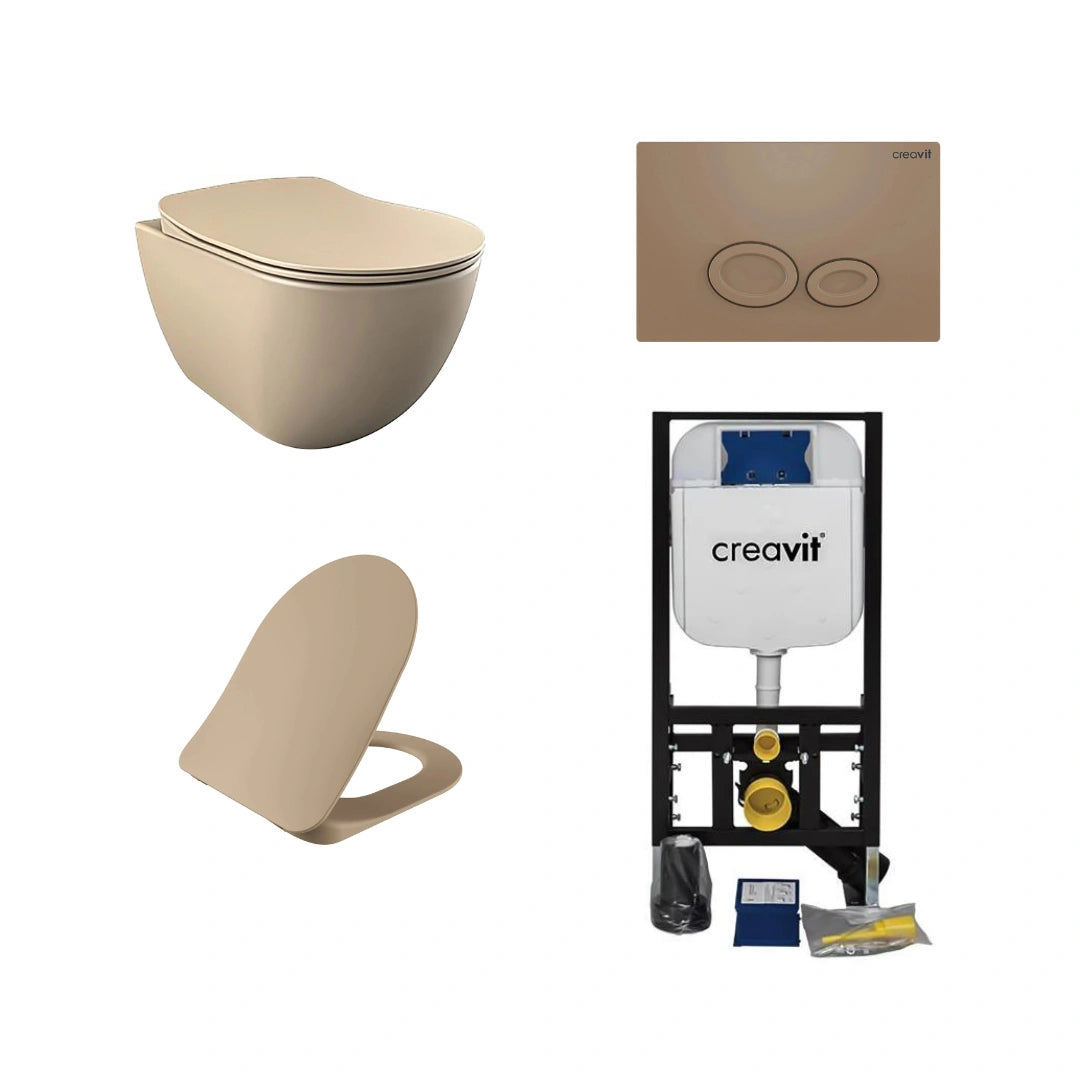 toiletset mat cappuccino creavit free compleet reservoir soft close bouwshop utrecht