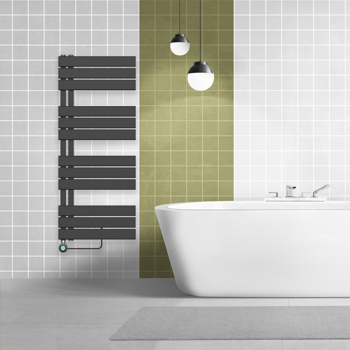 Handdoekradiator Elektrisch Links Aansluiting/Comb Zwart of wit 1600x500 mm 755W & 1200x500 mm 593W