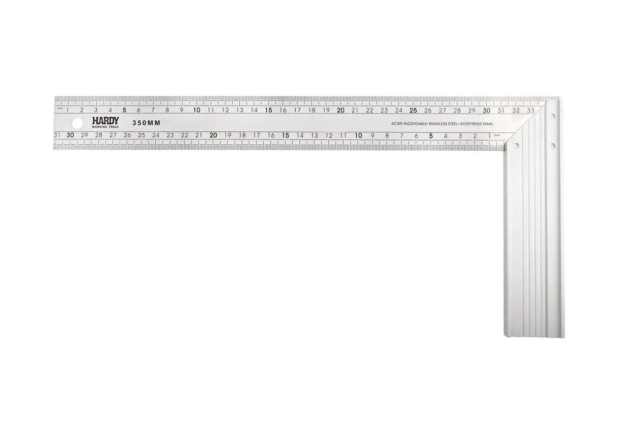 Hardy - Haakse liniaal RVS - 350 mm