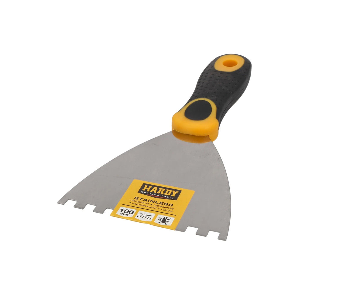 Hardy 82 - Getande Plamuurmes – 10 cm | Tand 6x6 mm | RVS met 2K Handgreep