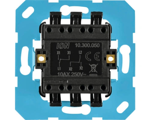 ION INDUSTRIES inbouw basiselement wissel-wisselschakelaar dubbel mechanisme V1-J1 serie blauw - Bouwshop Utrecht