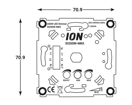 ION INDUSTRIES universele LED dimmer inbouw 0.3-200 Watt fase-afsnijding RC inclusief adapterset - Bouwshop Utrecht