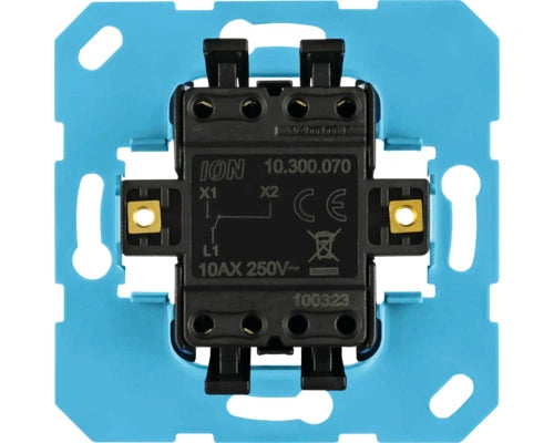 ION INDUSTRIES inbouw basiselement pulsdrukker en wisselschakelaar mechanisme V1-J1 serie blauw - Bouwshop Utrecht