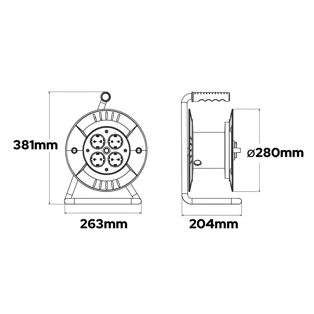 Kabelhaspel 20m – 4 Stopcontacten