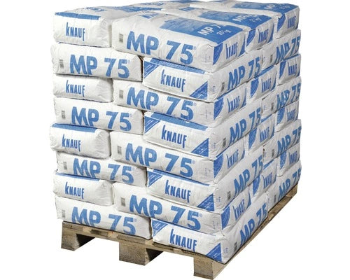 Knauf MP 75 is een machinepleister met een mooi glad eindresultaat door de fijne vulstoffen.