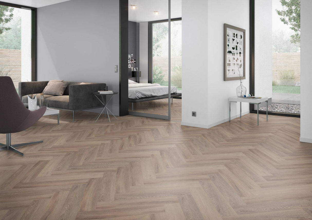 Oneflor - Cerused Oak Dark Natural Visgraat PVC - Dryback - 2,5 mm