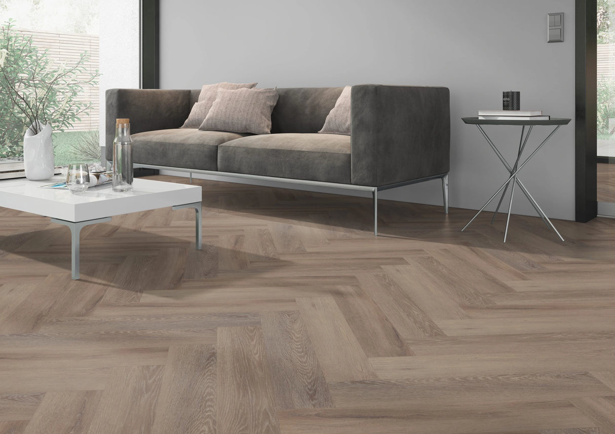 Oneflor - Cerused Oak Dark Natural Visgraat PVC - Dryback - 2,5 mm