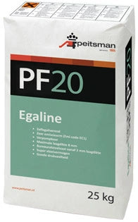 25kg zak PF20 Egalisatiemortel voor cementgebonden vloeren, geschikt voor laagdiktes tot 8 mm.