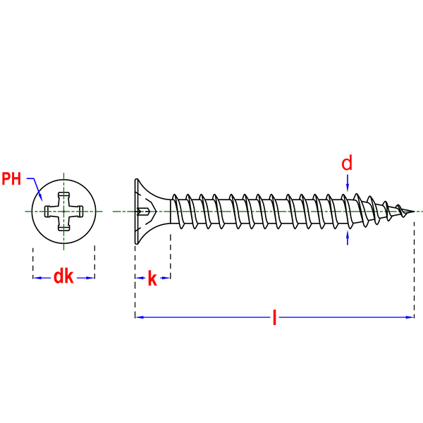 Zelfborende gefosfateerde snelbouwschroeven 3,5x35mm met trompetkop voor gipsplaten op Metal Stud profielen, verpakking van 200 stuks.