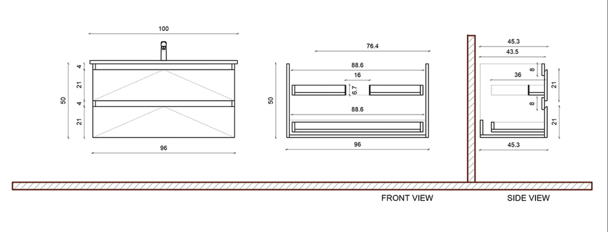 Sally 100cm Onderkast - Strakke Badkamerkast - Mat Wit