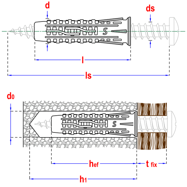 Smart XUP nylon universeelplug 5x25 grijs met 4 spreidzones in vensterdoos.