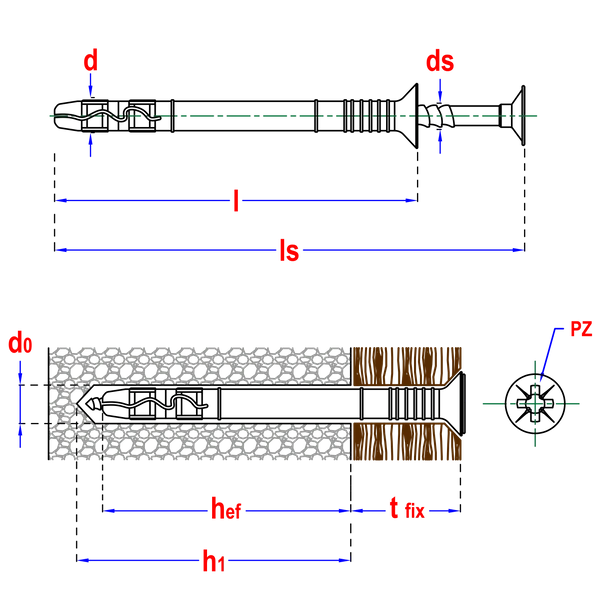 Smart nagelplug 10x120mm nylon verzonken boord verzinkte schroefnagel PZ2 voor zware doorsteekmontage - Bouwshop Utrecht