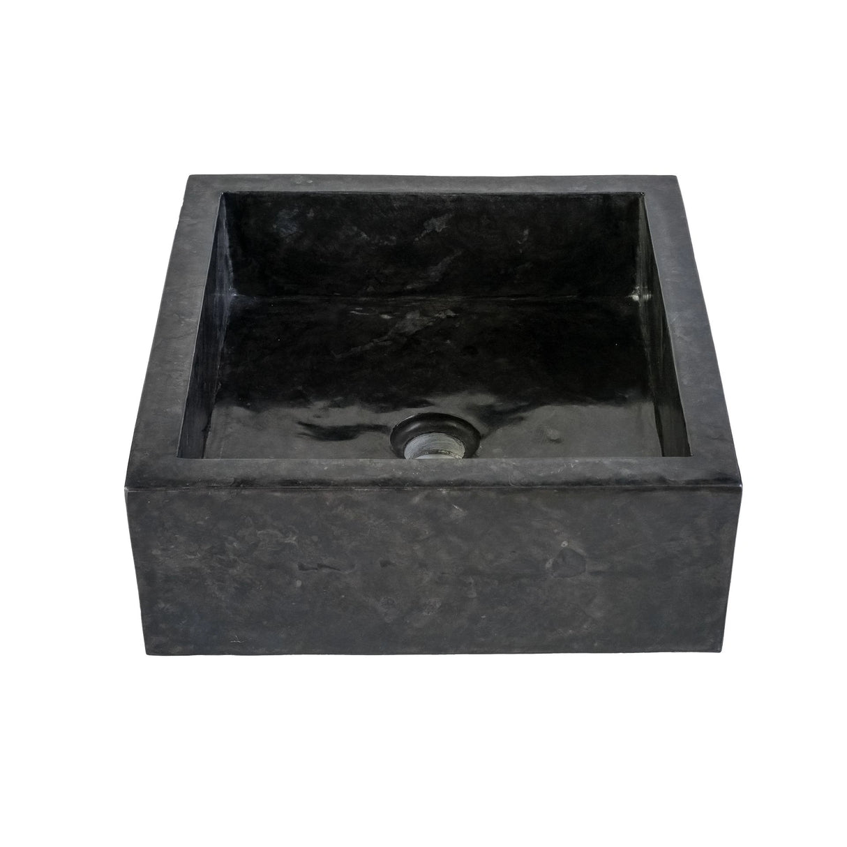 Vierkante Natuurstenen Waskom 40x40x15cm – Zwart, Gepolijst