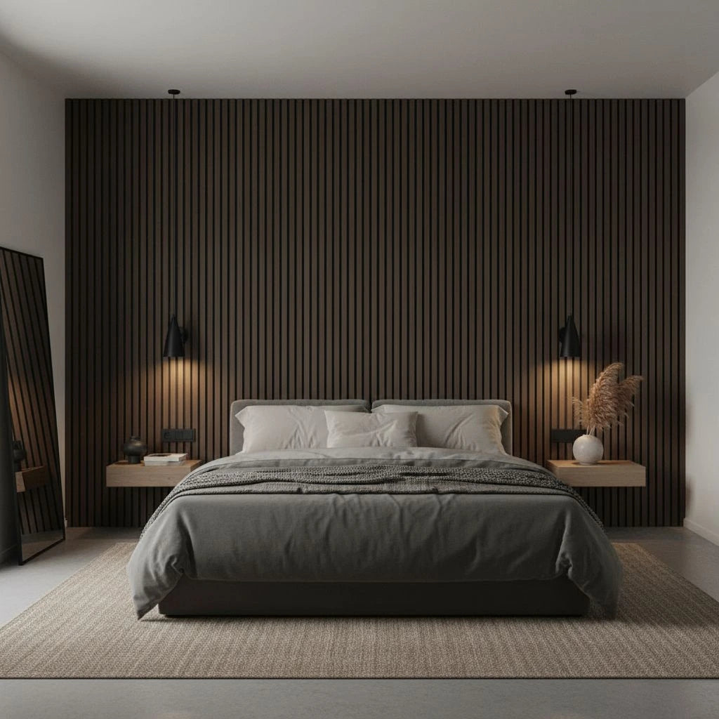 Akoestische Wandpaneel - Gerookt eiken - Smoke Oak - 260 cm x 60 cm