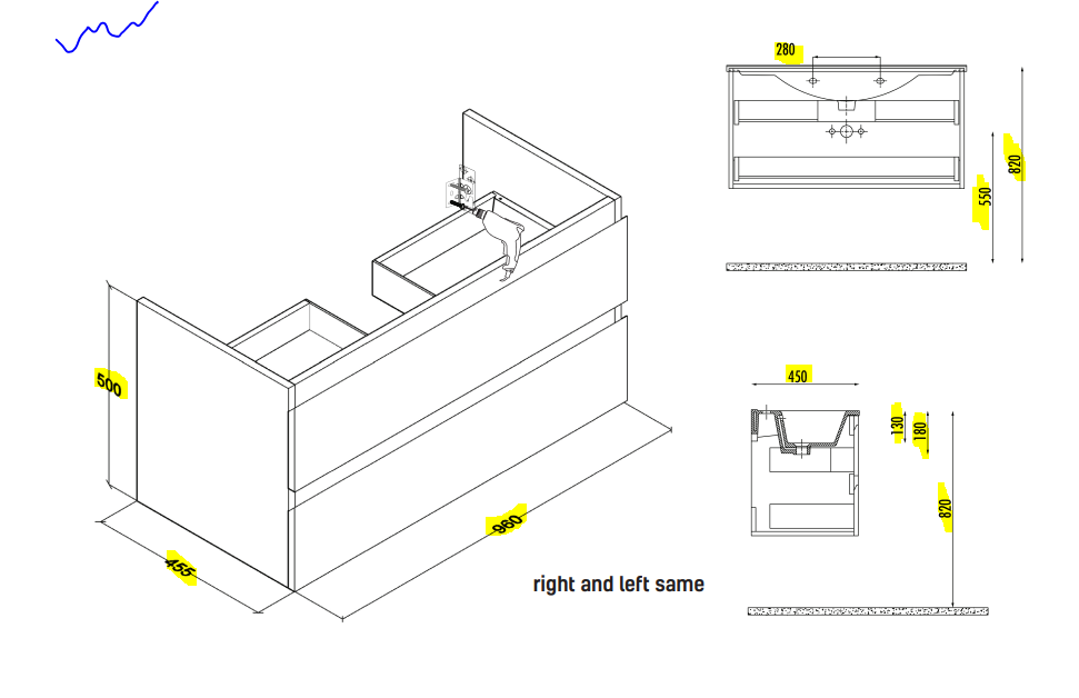 Sally 100cm Base Cabinet - Luxury Bathroom Cabinet Matte Black