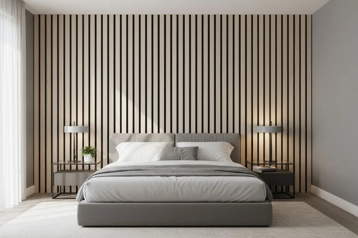 Akoestische Wandpaneel - Licht Eiken - Light Oak - 260 cm x 60 cm