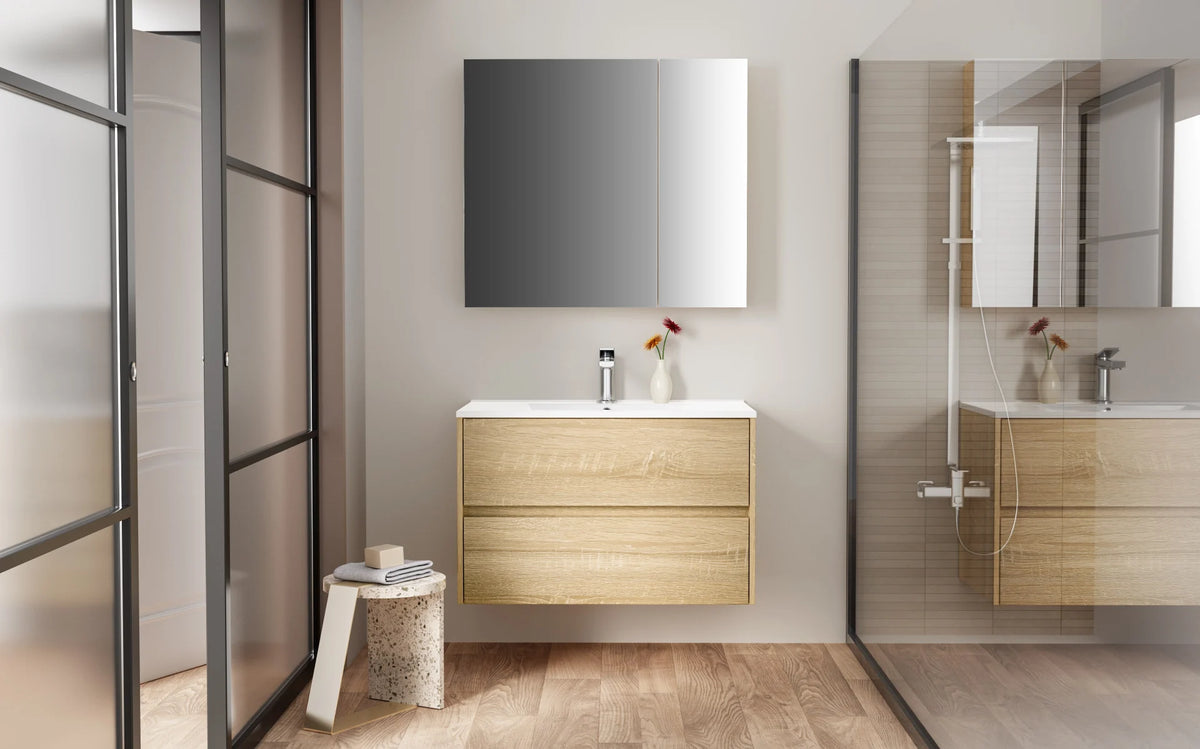 ALONI Hayat wastafelonderkast eik – in een badkamer – sfeerfoto 2