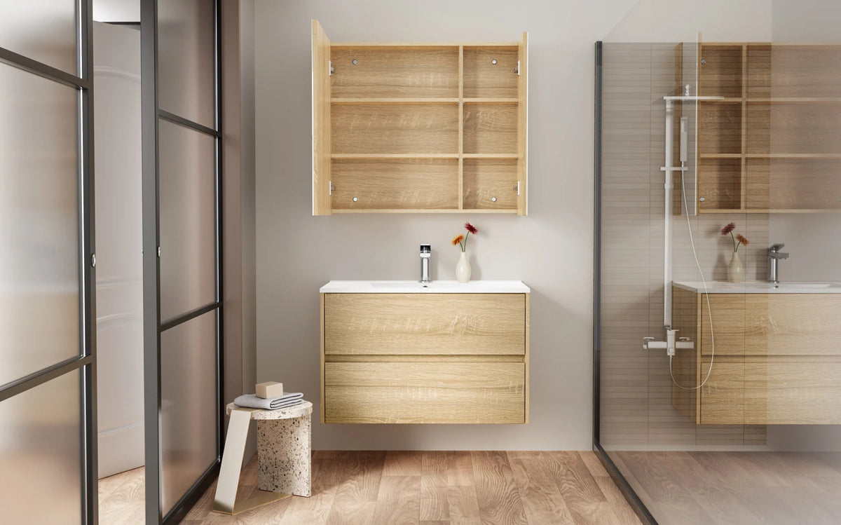 ALONI Hayat wastafelonderkast eik – in een badkamer – sfeerfoto 3