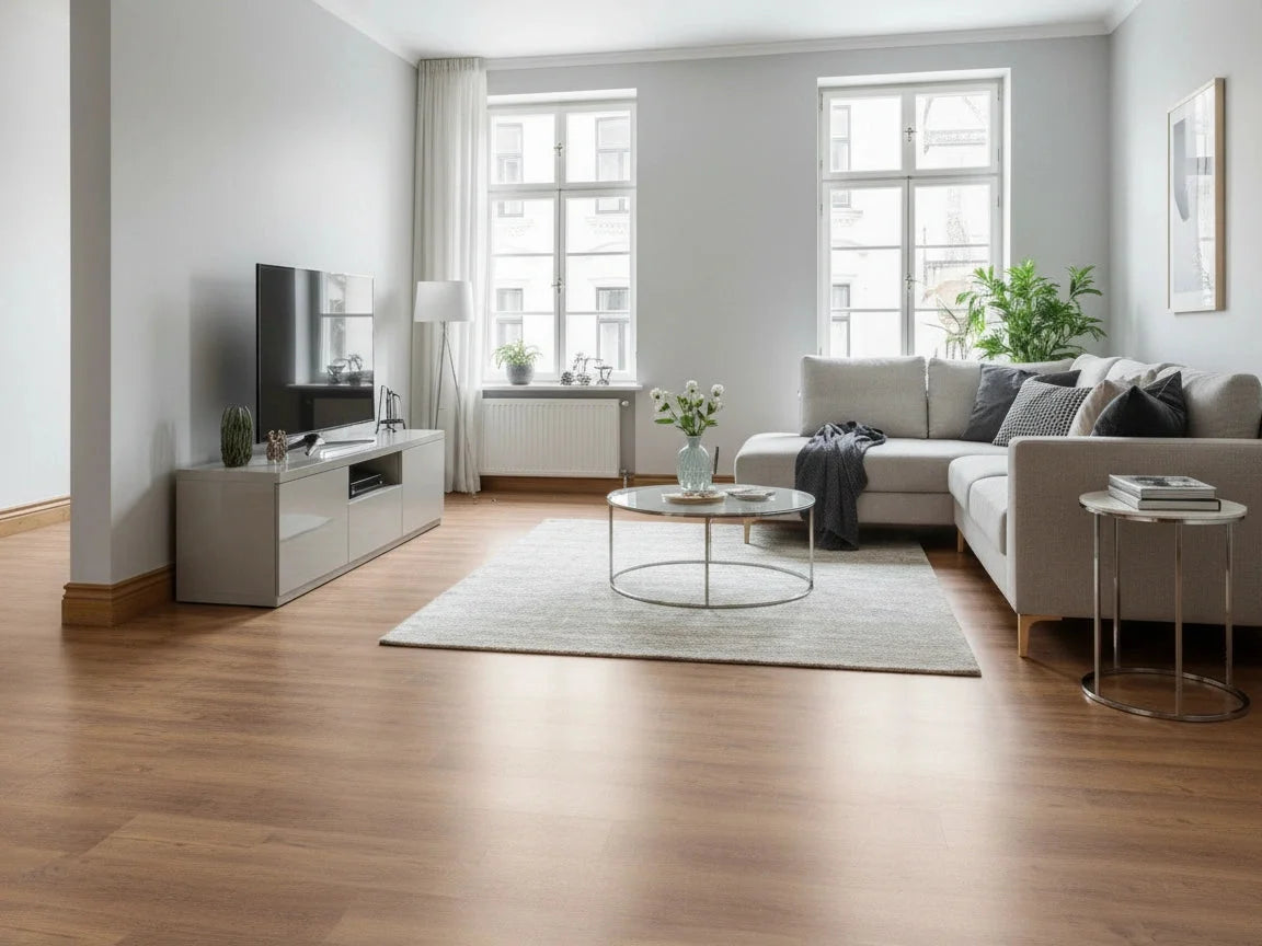Beautifloor Regione Veneto plak PVC plank (Dryback) in warm bruin eiken – sfeerfoto in interieur