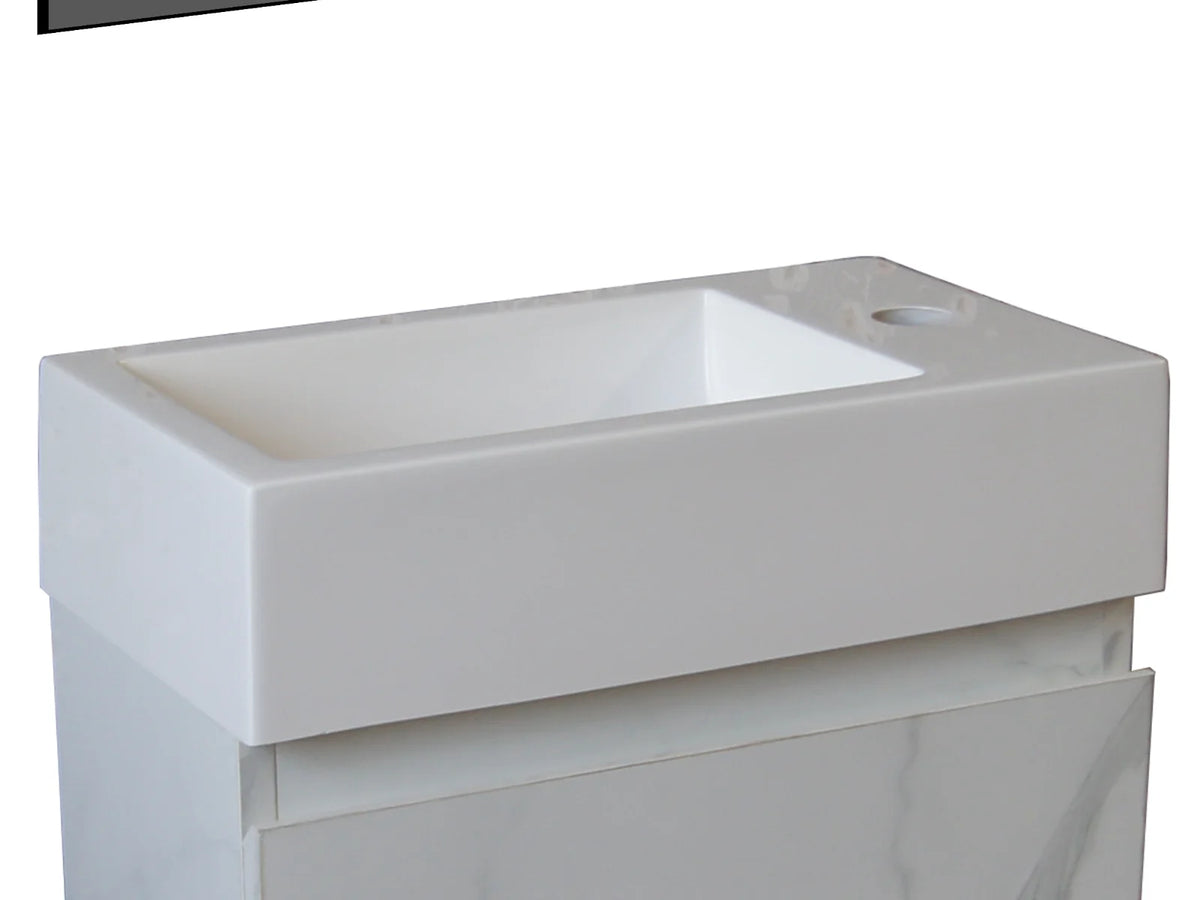ALONI Fontein 40 x 22,5 cm Kunstmarmer Kraangat Links of Rechts Glanzend Wit, Mat Wit of Mat Zwart - foto 5