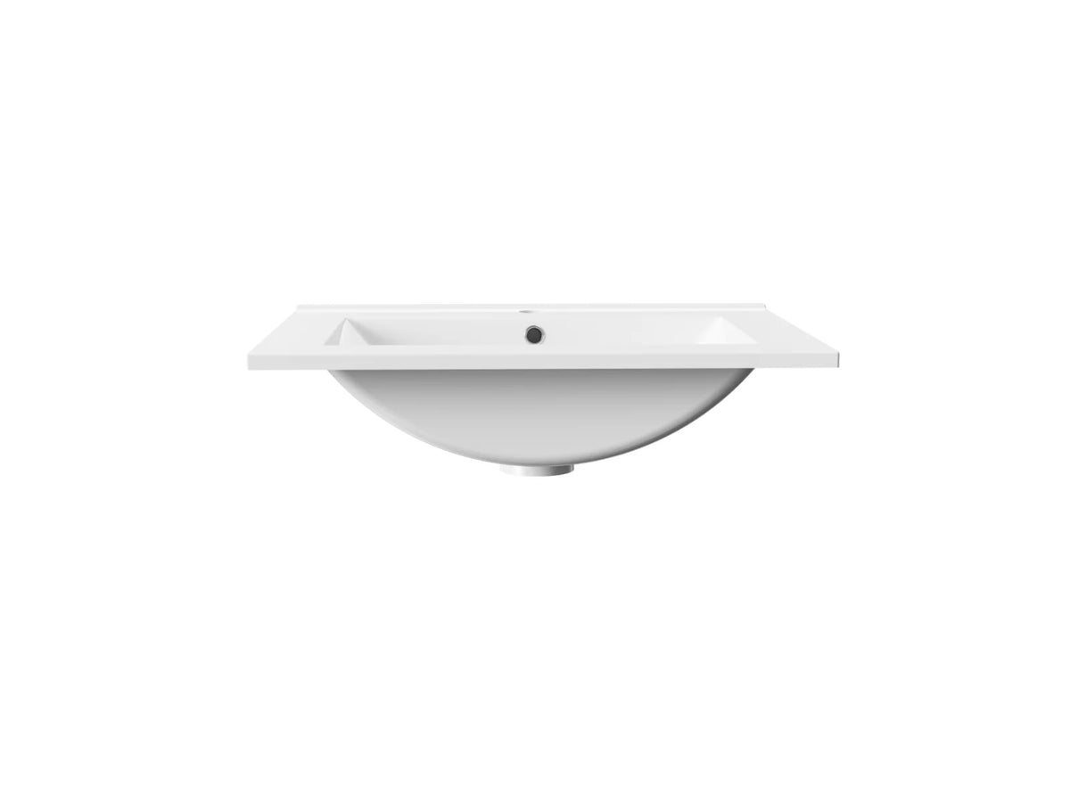 ALONI Hayat Wastafel 60 of 80 cm Kunstmarmer 1 Kraangat Overloop Glanzend Wit