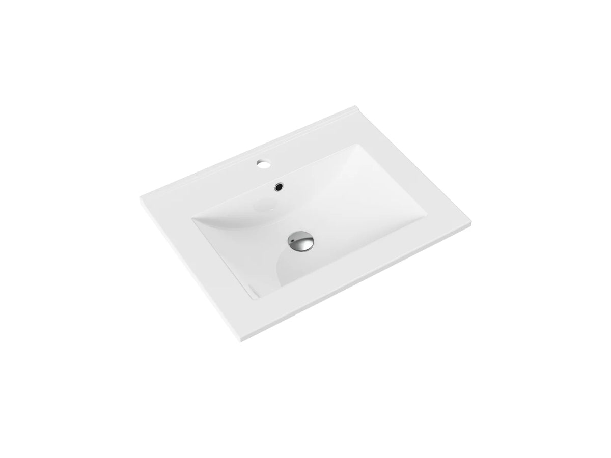 ALONI Hayat Wastafel 60 of 80 cm Kunstmarmer 1 Kraangat Overloop Glanzend Wit - foto 3