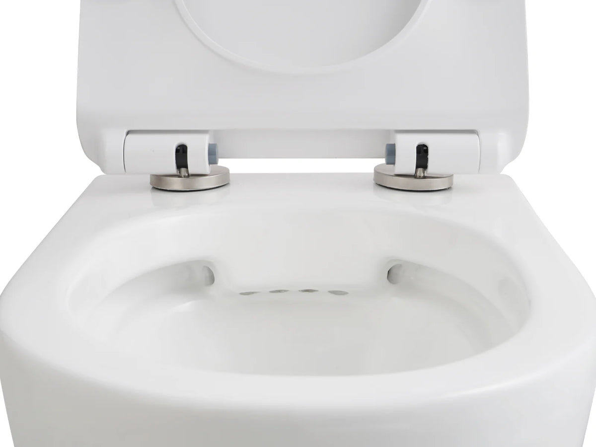 ALONI Eco Hangtoilet Randloos Compact 49 cm Inclusief Softclose Zitting Glanzend Wit - foto 4