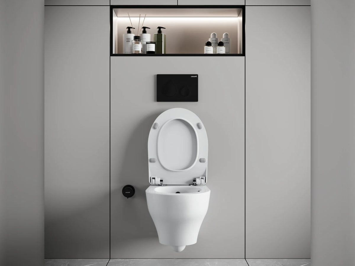 Creavit Ness Hangtoilet met Bidetsproeier 360° Flush Randloos Glanzend Wit - foto 4