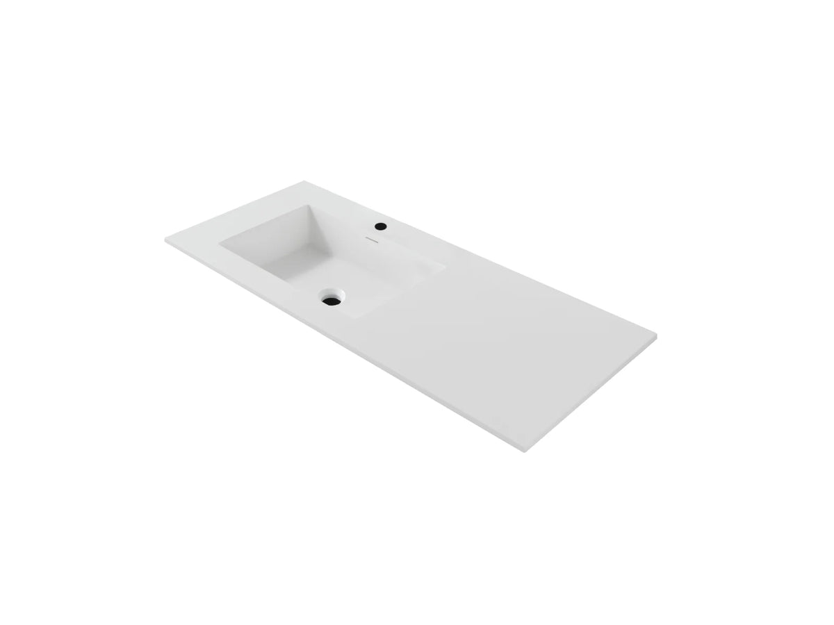 ALONI Wonda Square Slim Wastafel 120 cm Wasbak Links Kunstmarmer Mat Wit