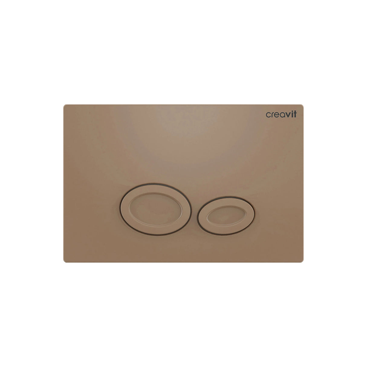 Creavit rechthoekig bedieningspaneel mat cappuccino met twee spoelknoppen voor inbouwreservoir.