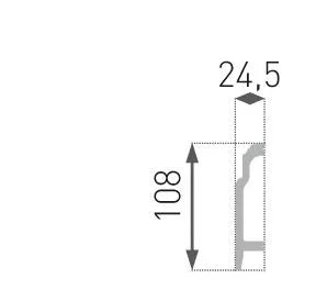 HF-1 stootvaste XPS kunststof plint met afmetingen 24,5 x 108 x 2000 mm
