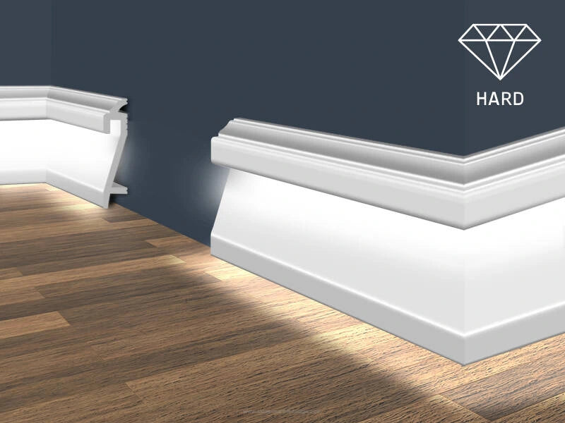 HF3 kunststof plint met gemonteerde LED-strip voor indirecte vloerverlichting