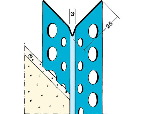 Hoekprofiel / stucprofiel verzinkt staal voor pleisterlaagdikte 3 mm, 2600 mm
