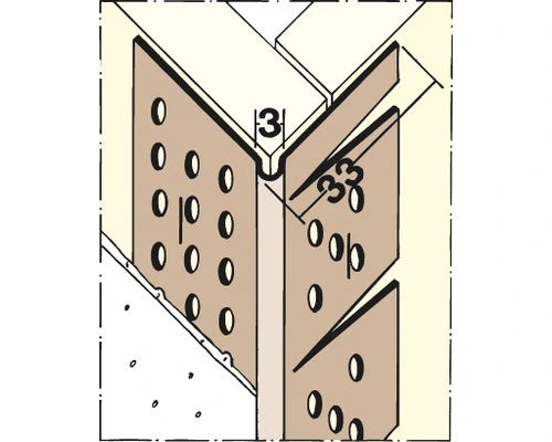 Protektor 3767 buigbaar wit PVC stucprofiel 33x33 mm voor ronde hoeken en togen 3000 mm