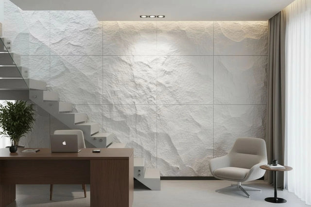 3D Rotswand Wandpaneel Agusta - Wit - Steenstructuur - XL & Mini